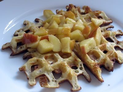 belgian waffles,apple-cinnamon compote